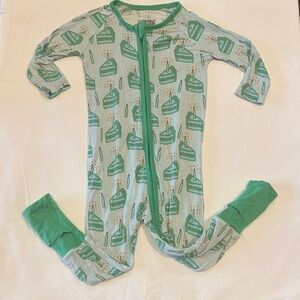 Charming Green Cake Print Kids Footie